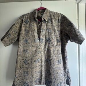 Reyn Spooner Tan and Navy Casual Shirt